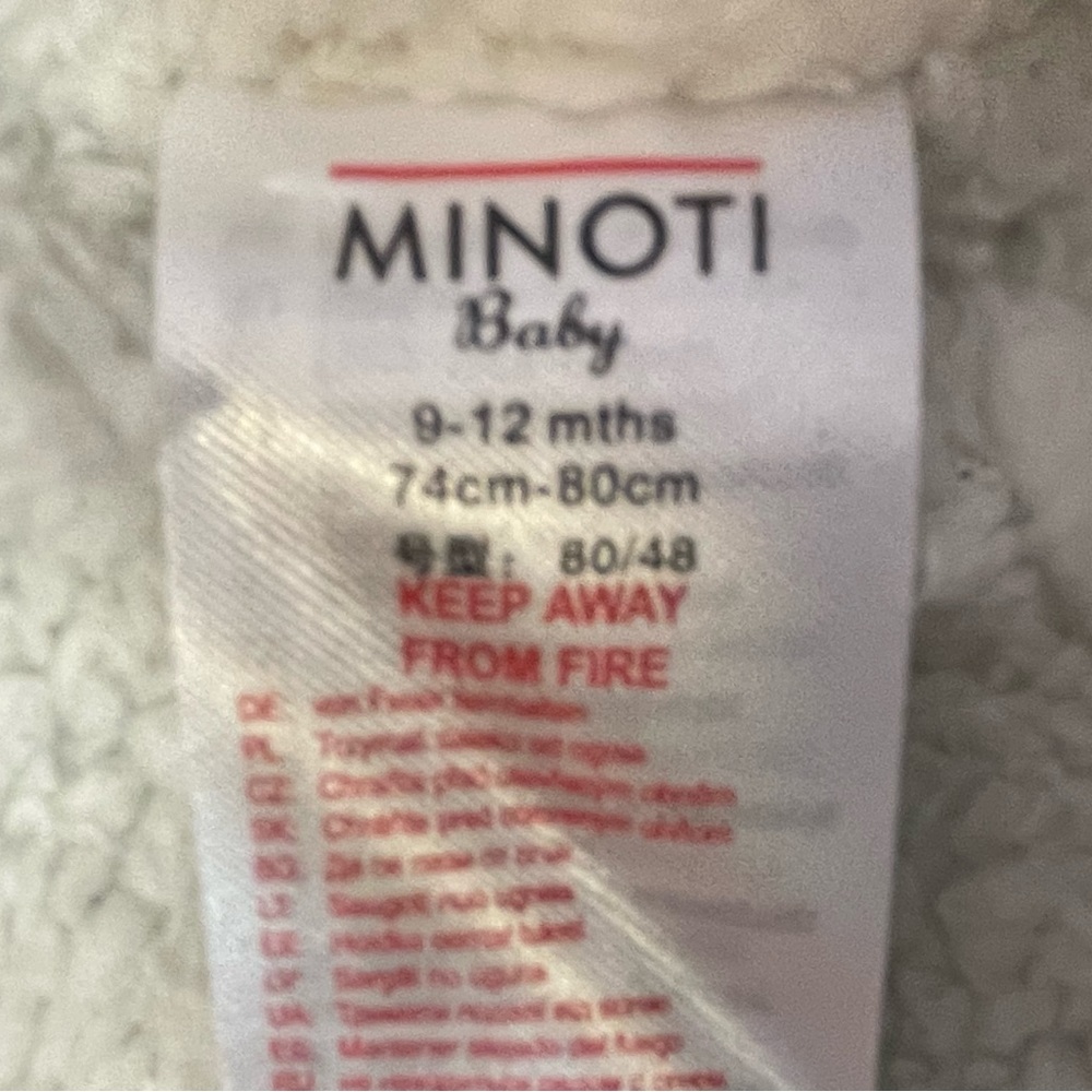 Minoti • baby fleece lined cotton cardigan sweater buttons hood ears • 9 months - Picture 6 of 8